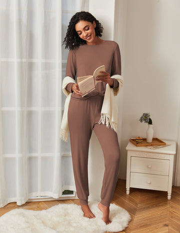 ekouaer-pajama-sets-loungeset-langarm-mit-jogger-taschen image 5