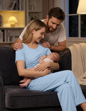 ekouaer-maternity-3-teiliges-stillpyjama-set-shorts-hose image 5