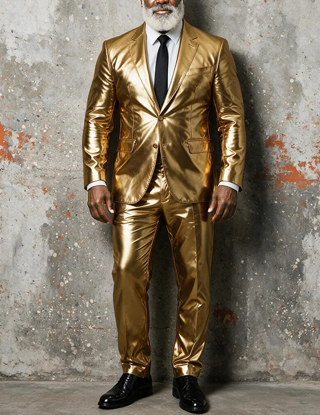 ekouaer-men-metallic-anzug-herren-2-teilig-slim-fit-glanz image 1