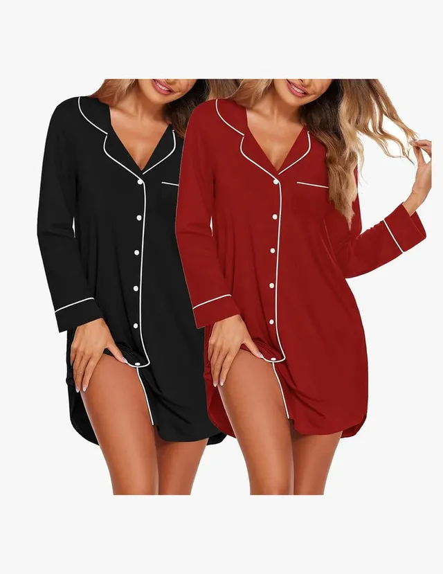 ekouaer-nightgowns-2-pack-nachthemd-langarm-mit-kn-pfen image 1
