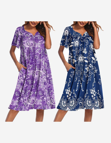 ekouaer-nightgowns-nachthemd-2er-pack-blumen-v-ausschnitt image 5