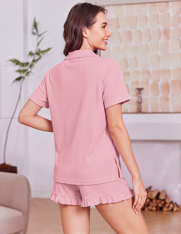 ekouaer-r-schen-pyjama-set-kurz-knopfleiste-damen image 3