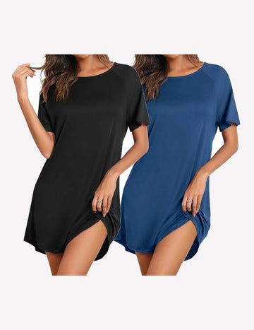 ekouaer-nightgowns-bamboo-schlafshirt-2er-pack-kurzarm-bambus image 7