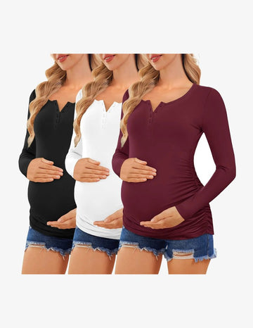 ekouaer-maternity-umstandsshirt-langarm-3er-pack-ger-scht-2 image 3