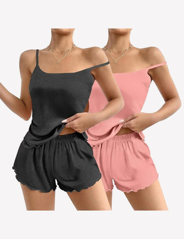 ekouaer-pajama-sets-pyjama-cami-shorts-2er-pack-print image 3
