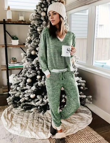 ekouaer-pajama-sets-jogger-langarm-schlafanzug-strick-taschen image 3