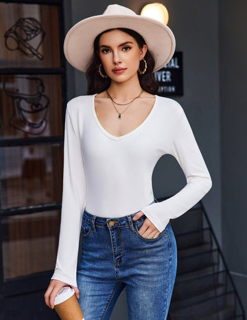 ekouaer-thermals-deep-v-neck-langarm-shirt-slim-fit image 3