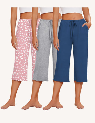 ekouaer-pajama-sets-capri-pyjamahose-3er-pack-mit-taschen image 3