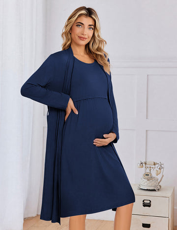 ekouaer-maternity-stillnachthemd-mit-morgenmantel-2-teilig image 3