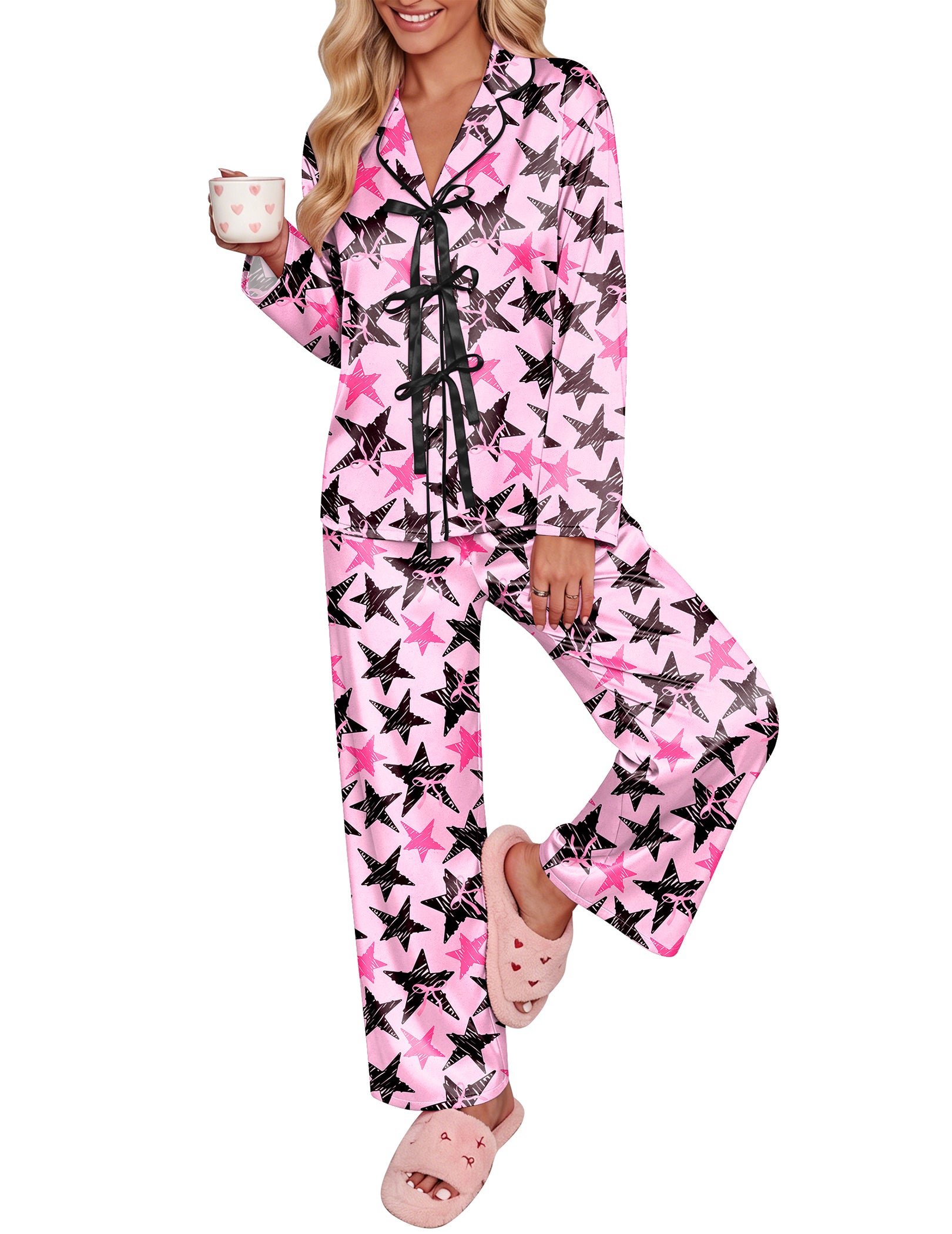 ekouaer-pajama-sets-satin-pyjama-leopard-langarm-2-teilig image 7