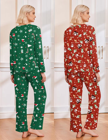 ekouaer-pajama-sets-langarm-schlafanzug-2er-pack-taschen image 7