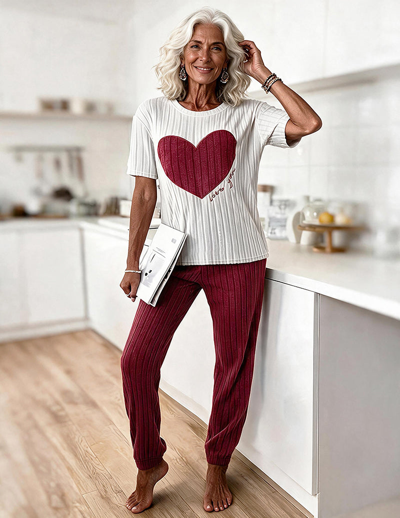 ekouaer-pajama-sets-herz-pyjama-capri-ripp-lila image 7