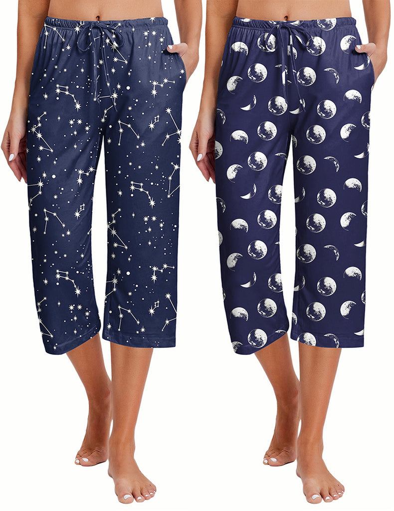 ekouaer-pajama-sets-capri-pyjamahose-2er-pack-gemustert image 1
