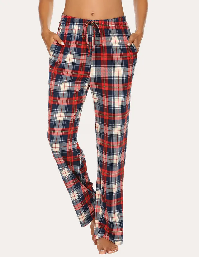 ekouaer-pyjamahose-kariert-damen-lange-schlafhose image 1