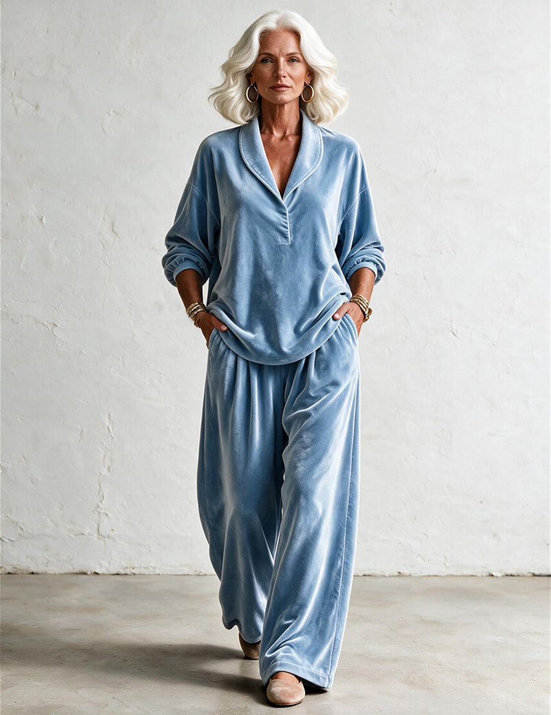ekouaer-velvet-notch-pyjama-weinrot-samt-knopfleiste image 8