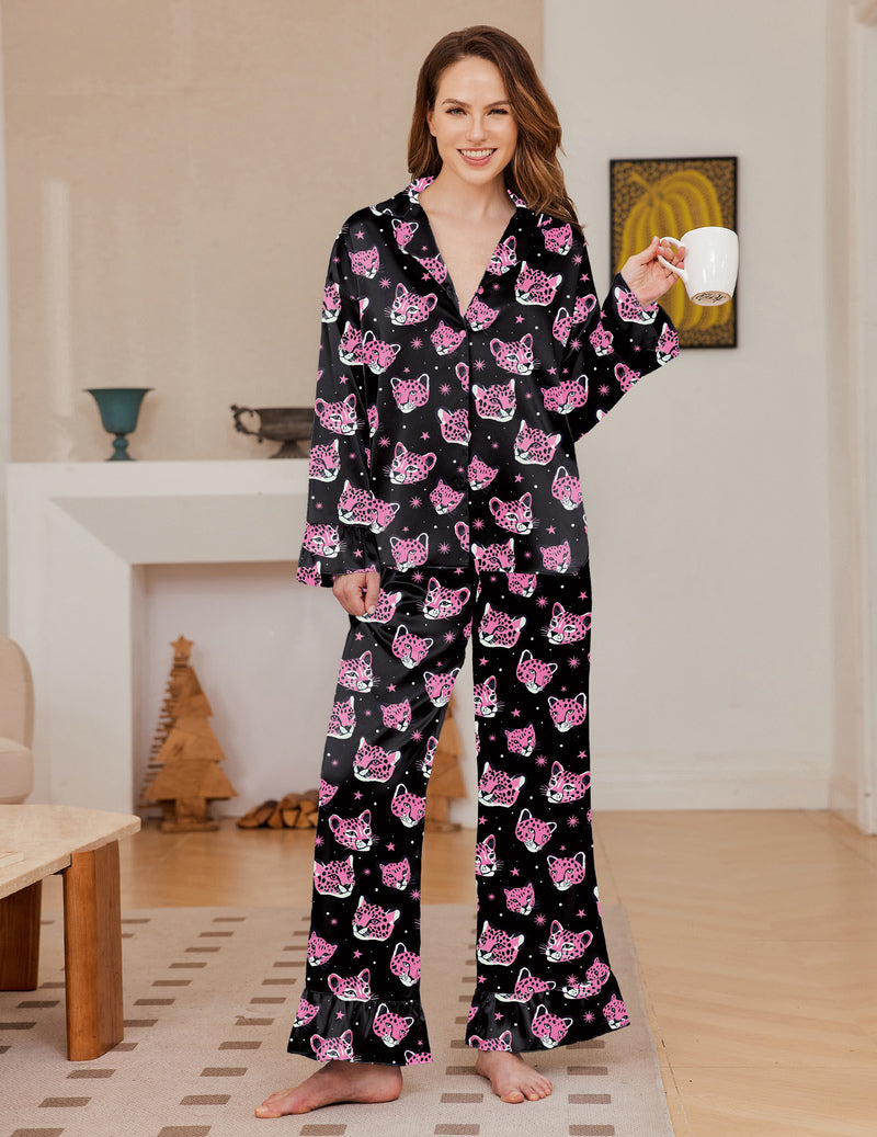 ekouaer-pajama-sets-satin-pyjama-schwarz-langarm image 8