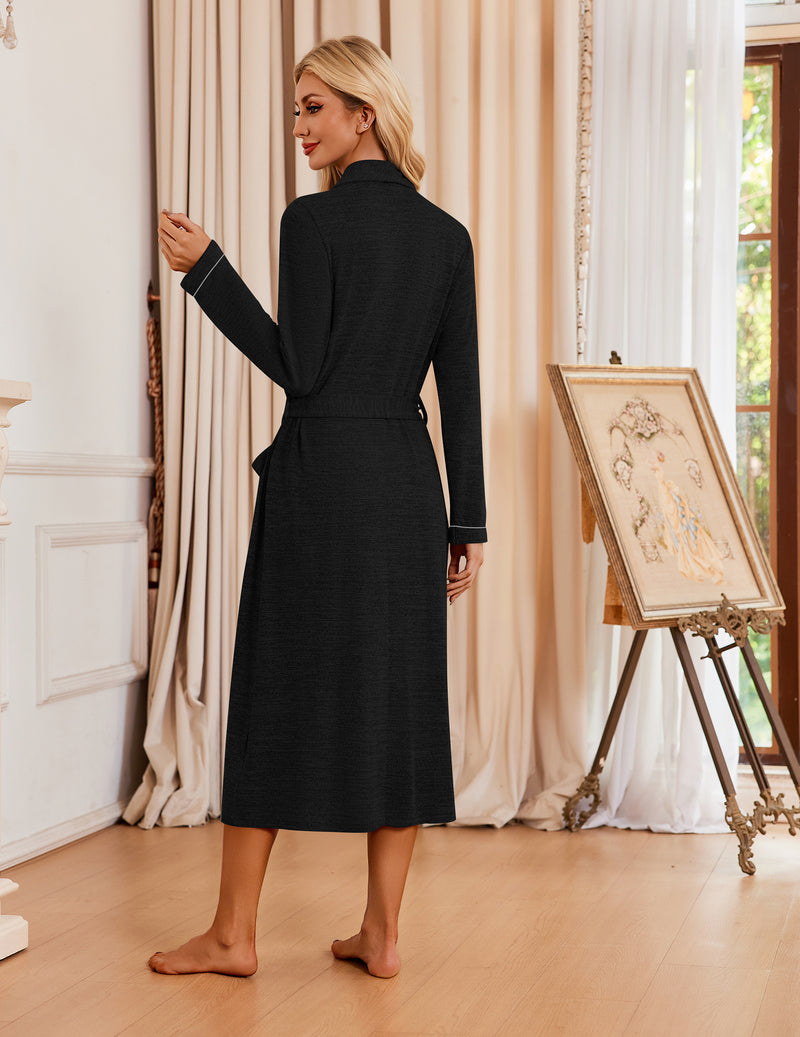 ekouaer-robes-wickel-morgenmantel-langarm-leo-taschen-strick image 7