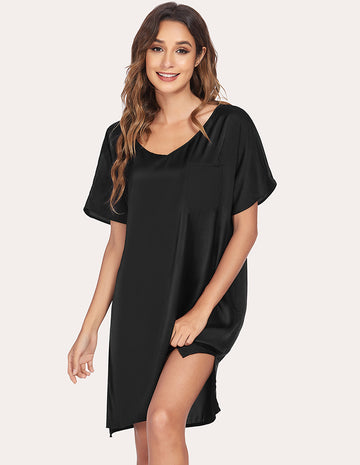 ekouaer-nightgowns-satin-nachthemd-kurz-v-ausschnitt-tasche image 5