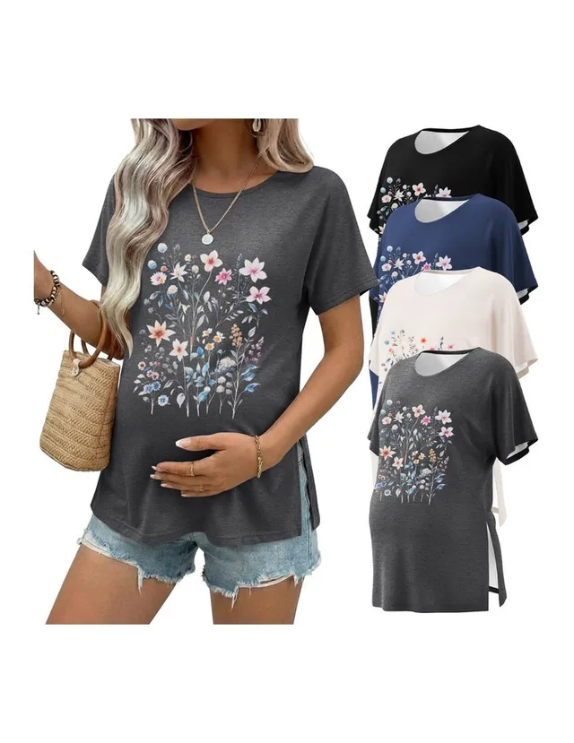 ekouaer-maternity-umstandsshirt-kurzarm-4er-pack-tunika image 1