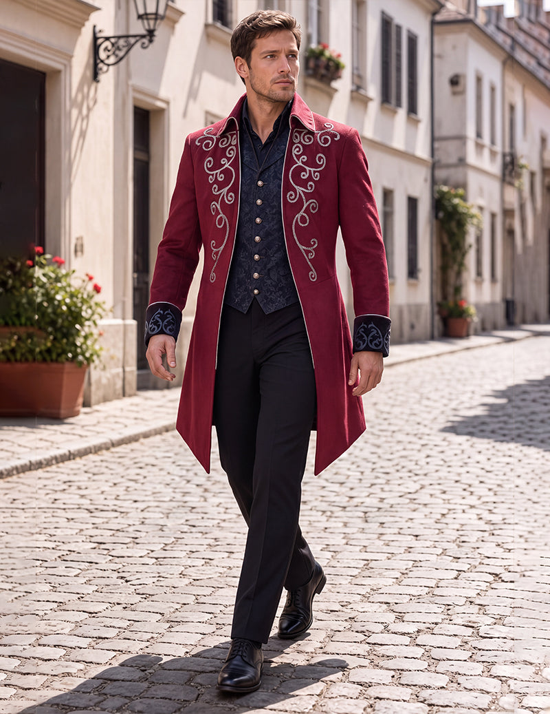 ekouaer-men-embroidered-royal-tailcoat-frackjacke-royal-blue image 3