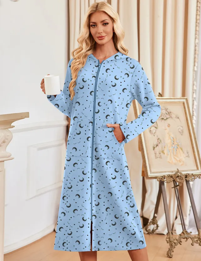 ekouaer-robes-bademantel-kapuze-zip-navy-blue-s-xxl image 1
