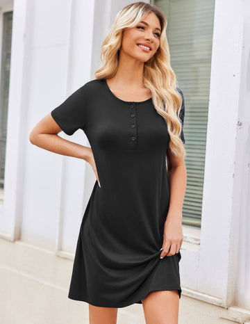 ekouaer-nightgowns-nachthemd-3er-pack-kurzarm-knopfleiste image 3