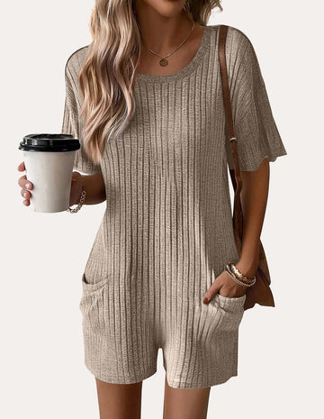 ekouaer-jumpsuits-tee-romper-gerippt-kurz-mit-taschen image 3