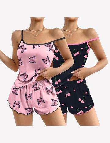 ekouaer-pajama-sets-pyjama-cami-shorts-2er-pack-print image 7