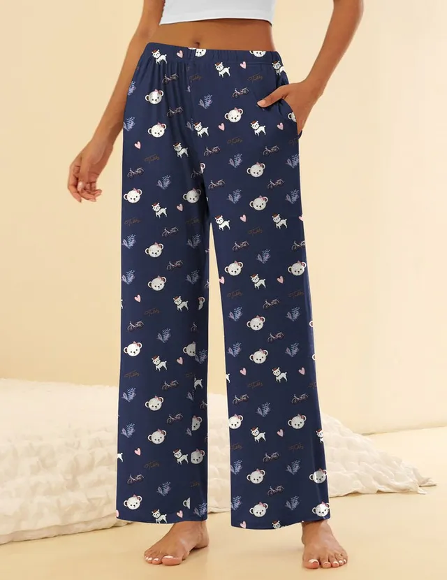 ekouaer-schlafanzughose-damen-weit-teddy-pl-sch-taschen image 1