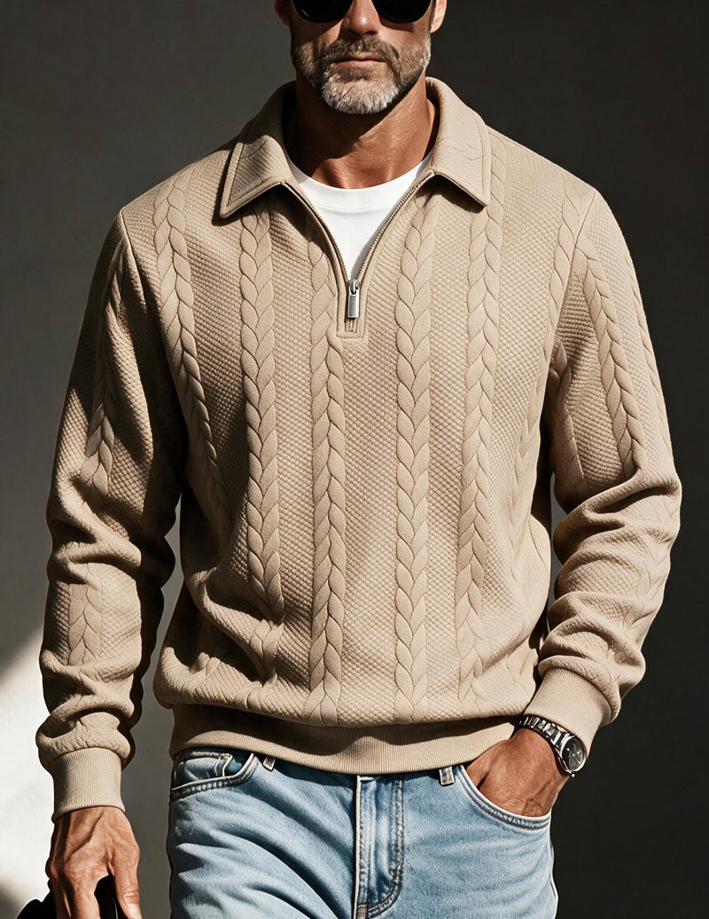 ekouaer-men-pullover-herren-wei-zip-polokragen-strick image 7