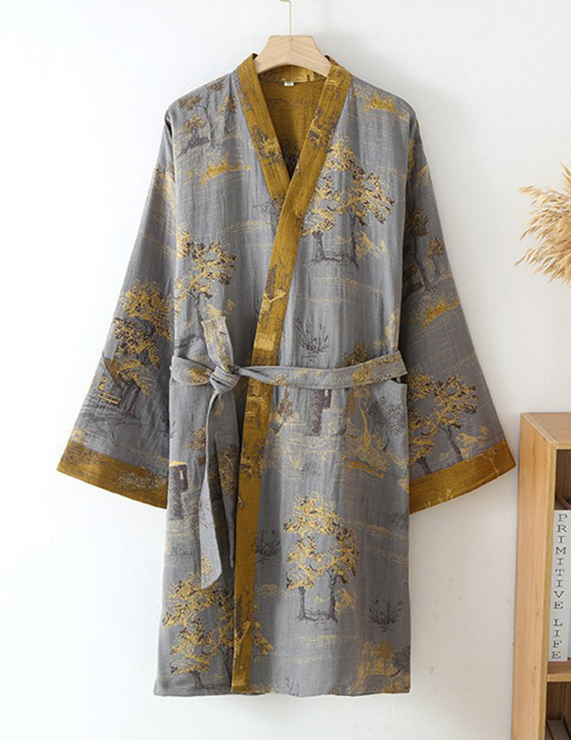 ekouaer-men-kimono-morgenmantel-dunkelblau-m-jacquard image 3