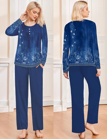 ekouaer-pajama-sets-schlafanzug-damen-langarm-2-teilig-taschen image 5