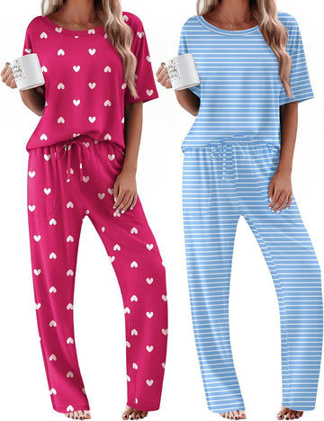 ekouaer-pajama-sets-2er-schlafanzug-kurzarm-taschen image 7