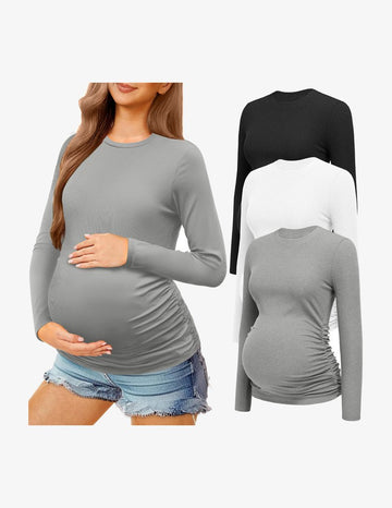 ekouaer-maternity-umstandsshirt-langarm-3er-pack image 3