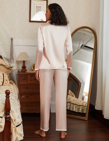 ekouaer-pajama-sets-satin-button-down-pyjama-spitze image 3