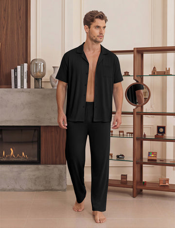ekouaer-pajama-sets-classic-button-down-pyjama-herren-lang image 3