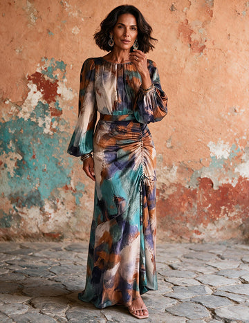 ekouaer-nightgowns-nachthemd-langarm-maxi-abstrakt-bunt image 7