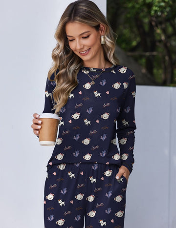 ekouaer-pajama-sets-teddy-schlafanzug-langarm-jogger image 5