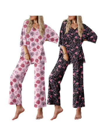 ekouaer-pajama-sets-2-pack-kurzarm-schlafanzug-damen image 6