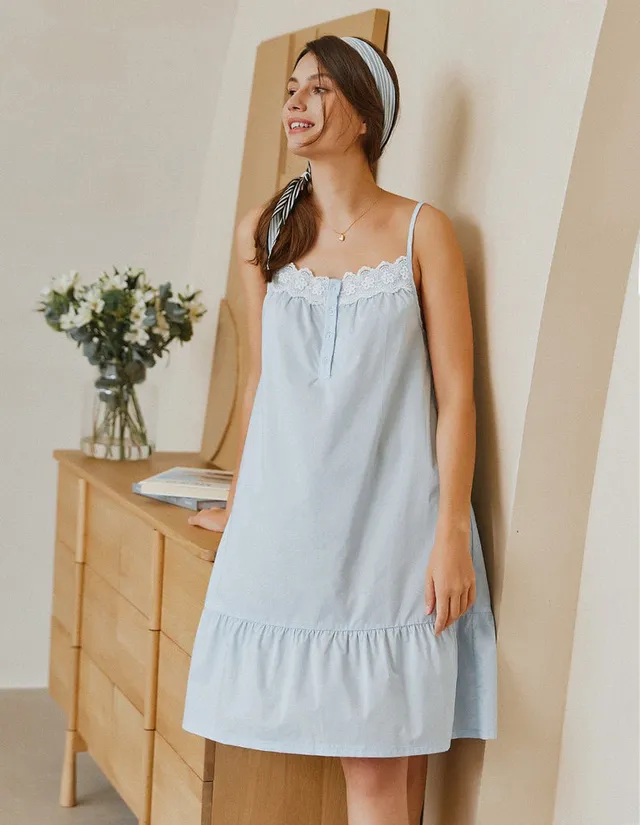 ekouaer-pajama-sets-spitze-schlafkleid-rmellos-mit-kn-pfen image 1
