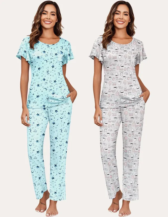 ekouaer-pajama-sets-2er-print-schlafanzug-lang image 1