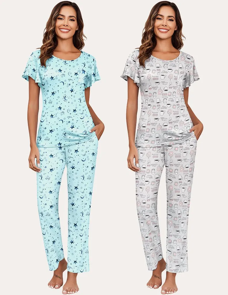 ekouaer-pajama-sets-2er-print-schlafanzug-lang image 1