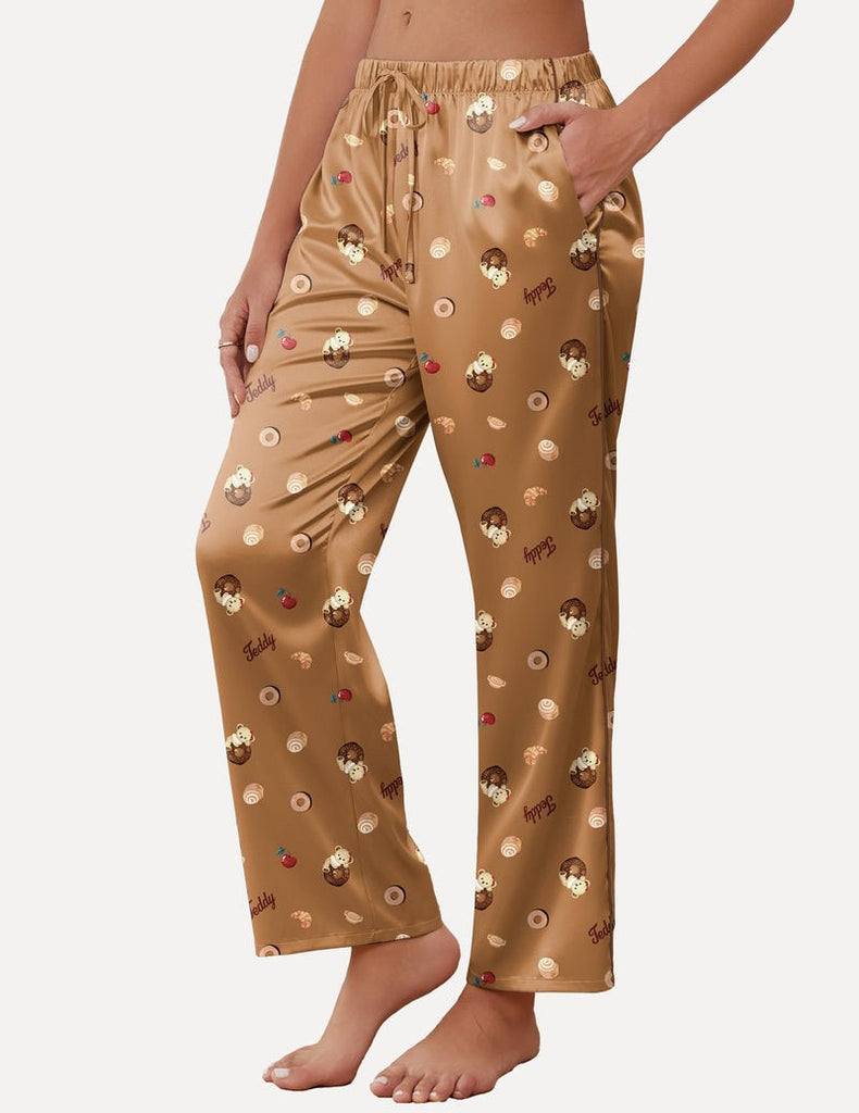 ekouaer-teddy-satin-pants-schlafhose-wide-leg-kordelzug-taschen image 1
