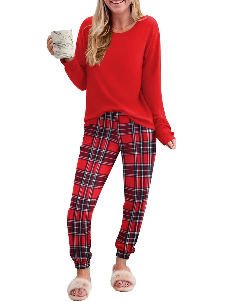 ekouaer-pajama-sets-karo-schlafanzug-langarm-2-teilig image 1