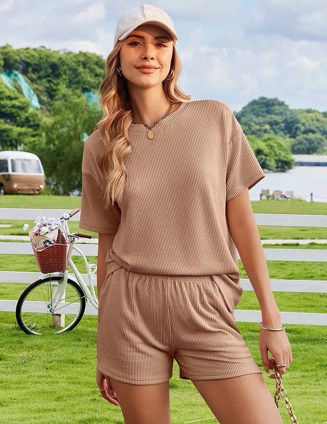 ekouaer-pajama-sets-2-piece-schlafanzug-shorts-taschen image 1
