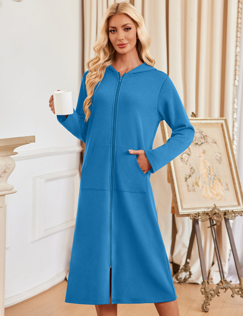 ekouaer-robes-bademantel-kapuze-zip-navy-blue-s-xxl image 2