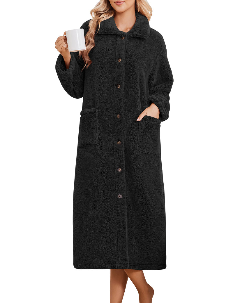 ekouaer-robes-button-down-fleece-bademantel-braun-leo image 4