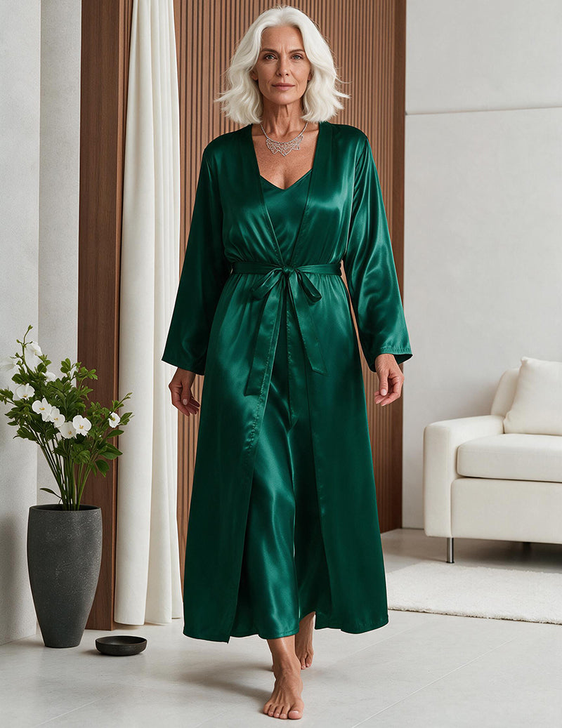 ekouaer-robes-satin-set-nachthemd-und-morgenmantel-2-teilig image 3