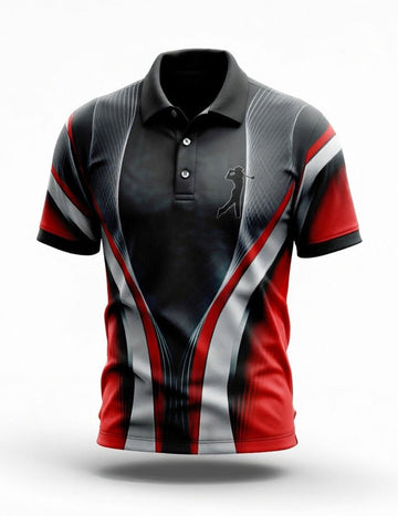 ekouaer-men-polo-black-red-geometric-polohemd-schwarz image 5