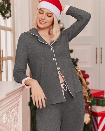 ekouaer-pajama-sets-langarm-button-down-pyjama-mit-taschen image 3